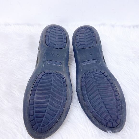 Crocs 8 Womens Black Rubber Laser Cut Peep Toe Flats - Picture 7 of 9